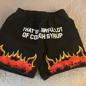 Black and Red Flame Graphic Men's Athletic Shorts